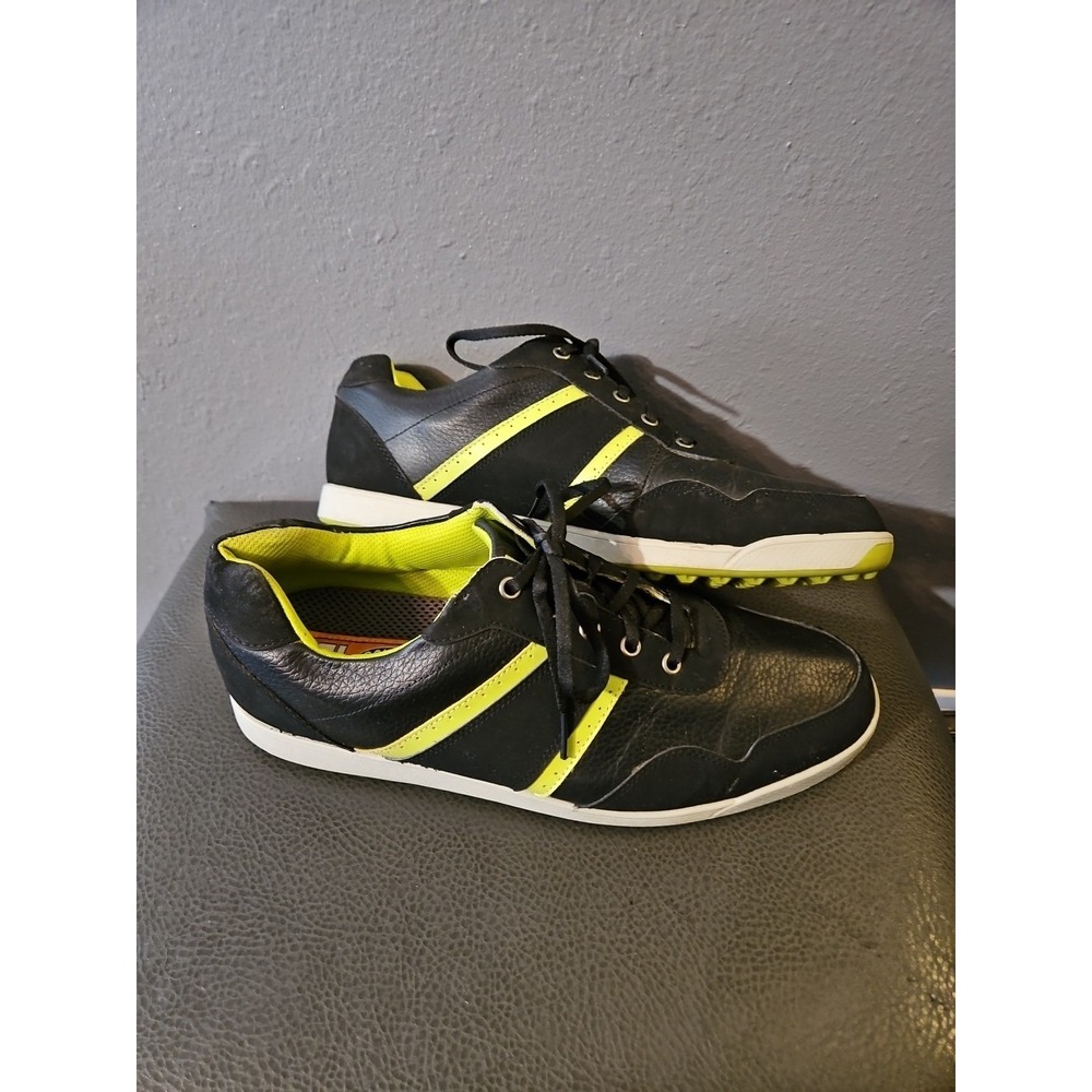 FootJoy Contour‎ Casual Black Leather Golf Shoes Mens 12W  Spikeless Shoes(S105